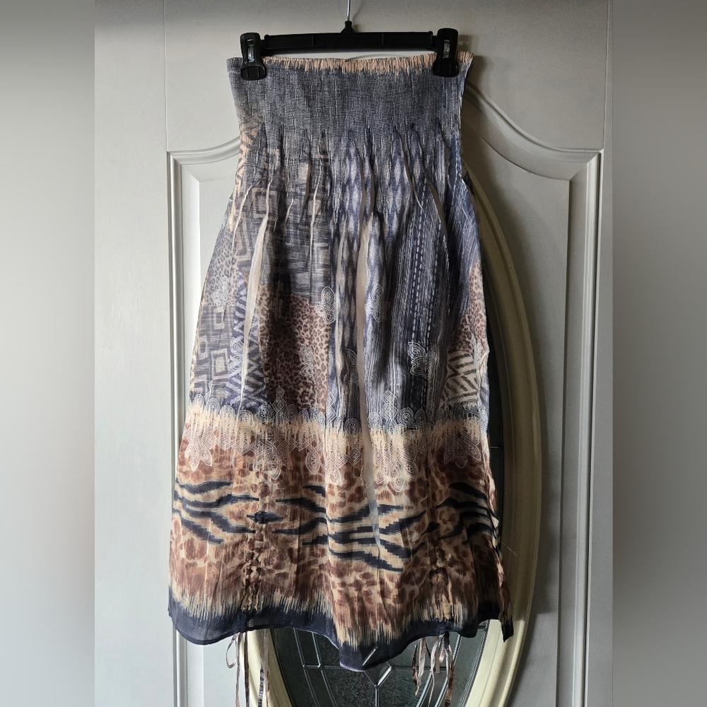Lapis Anthropologie Boho Print Midi Skirt One Size - Picture 2 of 6